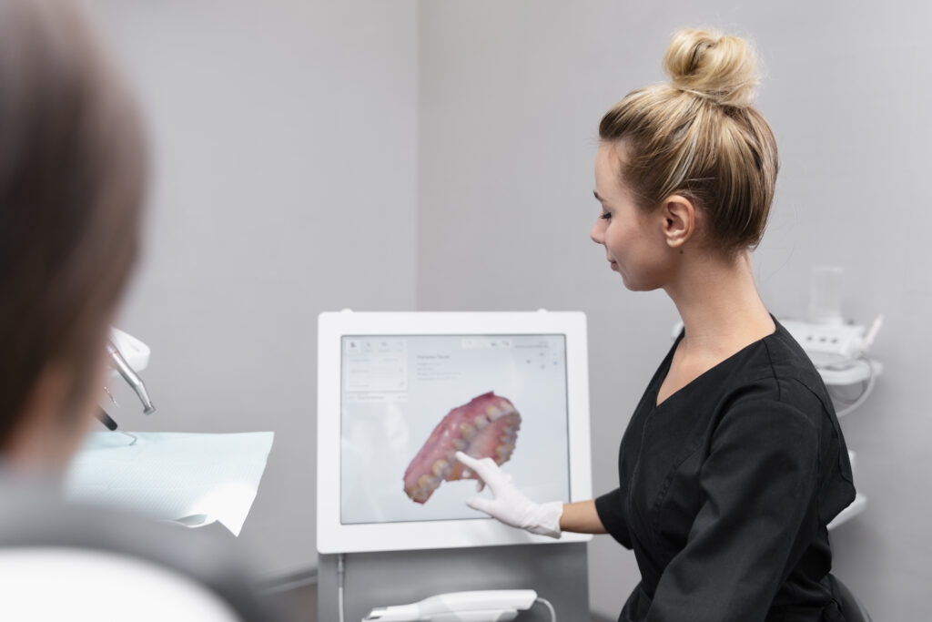 Dentist Explaining 3D Dental Image Scan Results